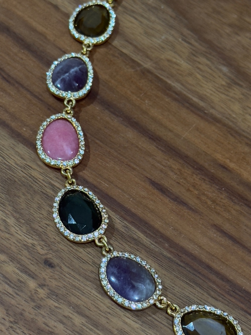 LAUREN RALPH LAUREN MULTICOLOR CRYSTAL PAVE NECKLACE WITHOUT BOX - Picture 4 of 6